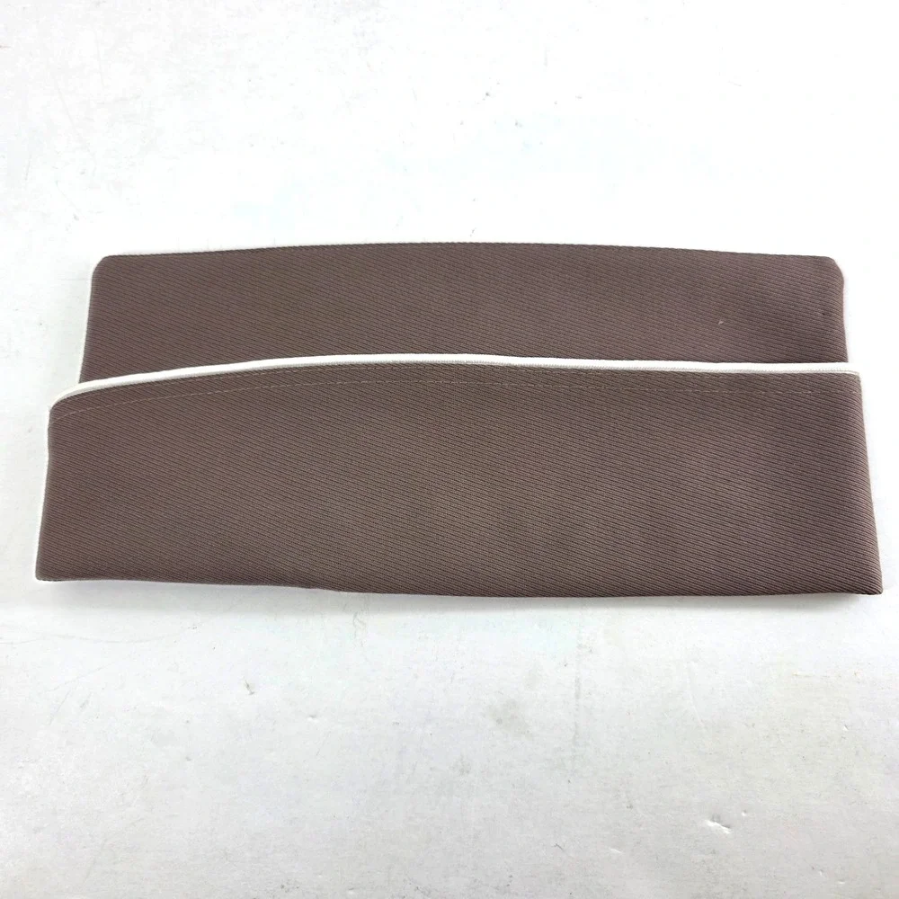 Military Garrison Hat Cap, Brown with White Piping, Size 7, US Bayly Original